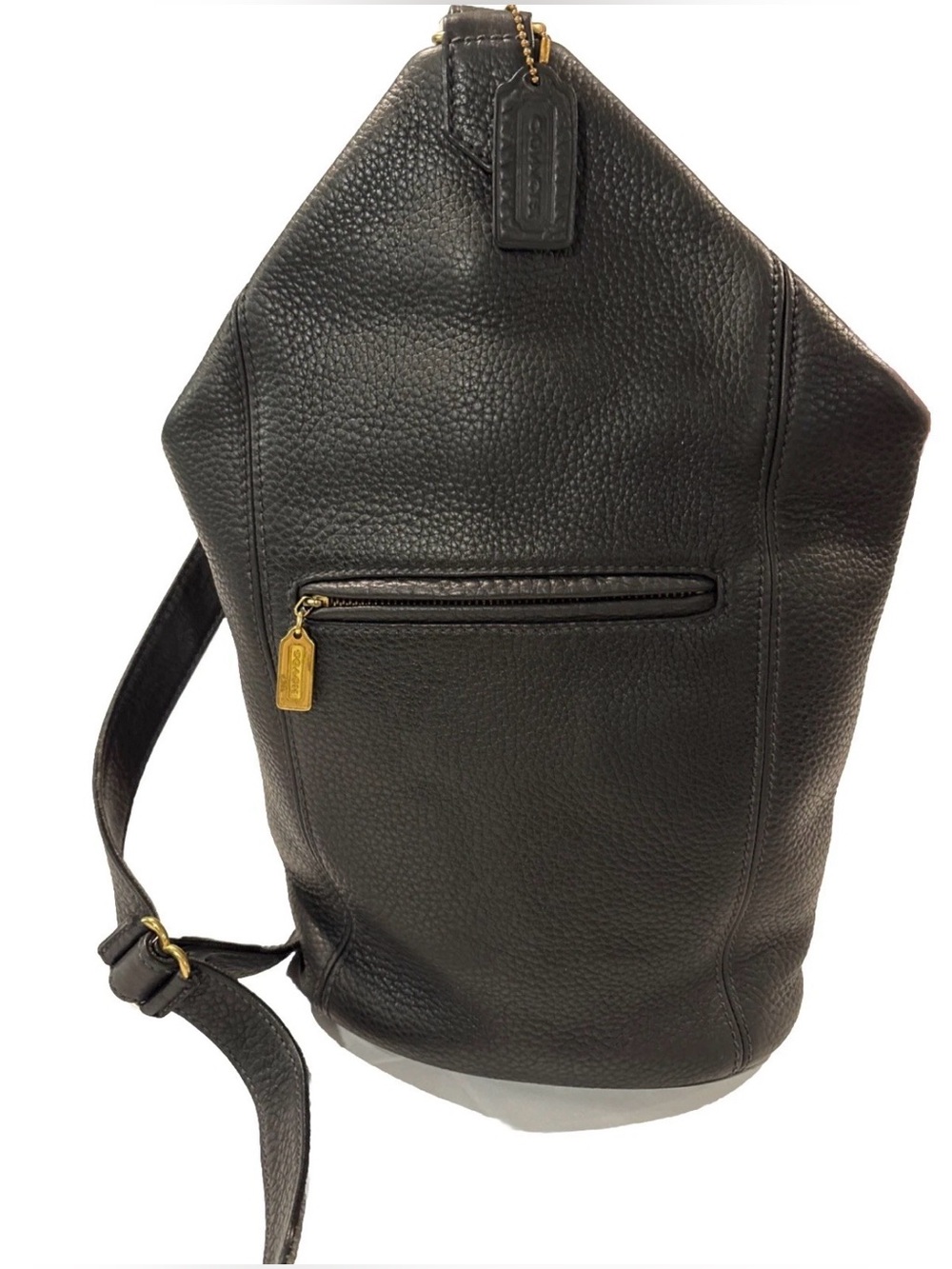 VTG Coach Sonoma Flatpack Black Pebbled Leather Saddle Sling Bag Backpack RARE